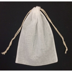 White Cotton Muslin Bags with Drawcord 5"x7" (12)